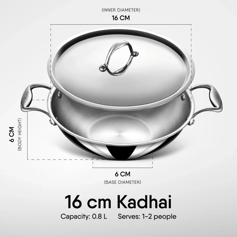 Stahl Artisan Triply Kadhai With Lid Jumbo