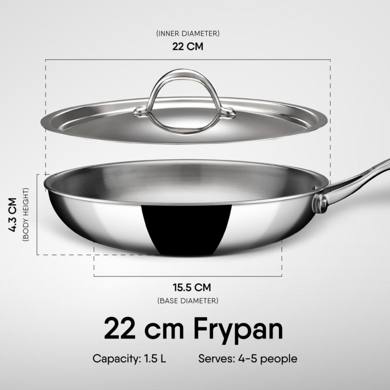 Stahl Artisan Triply Frypan With Lid