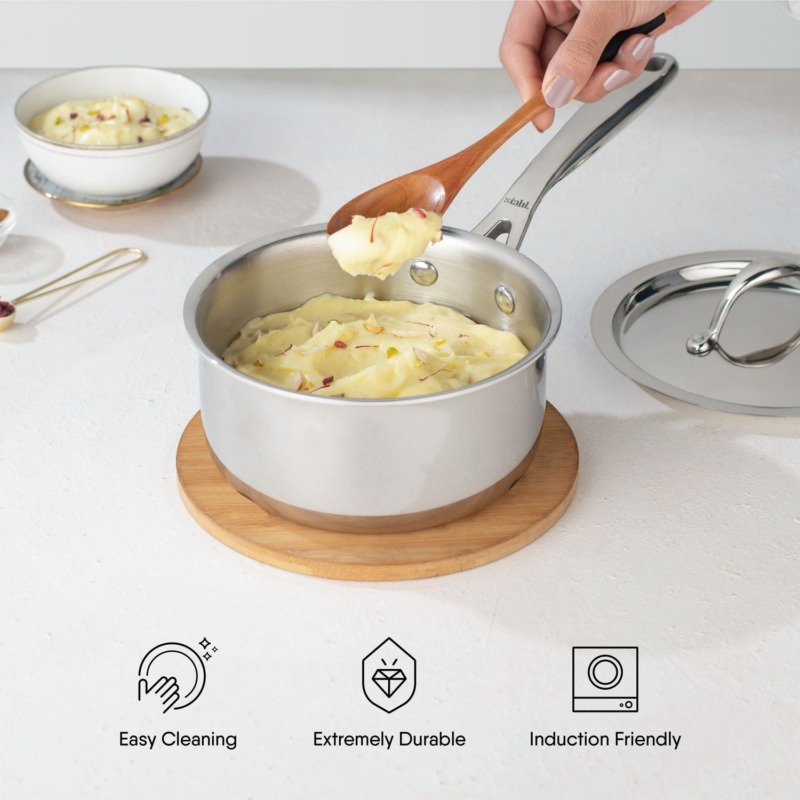 Stahl Artisan Triply Sauce Pan With Lid