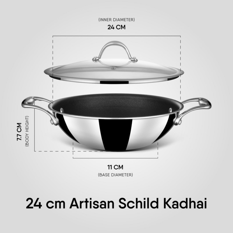 Stahl Artisan Schild Kadhai With Lid