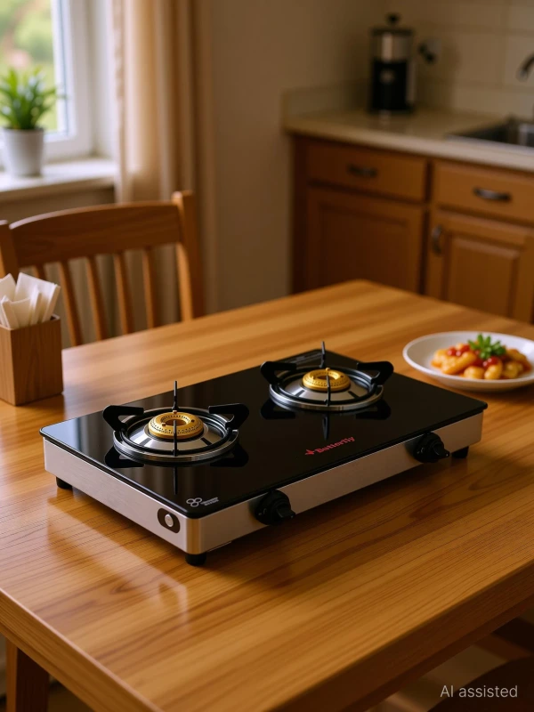 Butterfly Reflection 2 Burner Glass Top Gas Stove