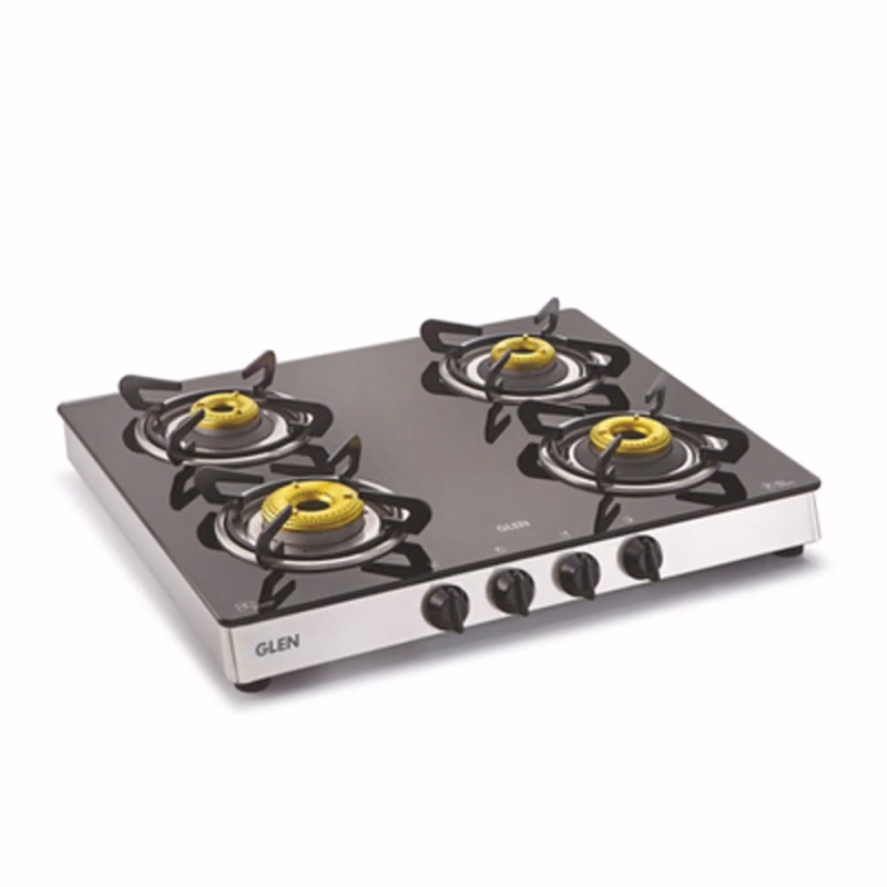 Glen 1042 4 Burner Forged Brass Glass Top Gas Stove