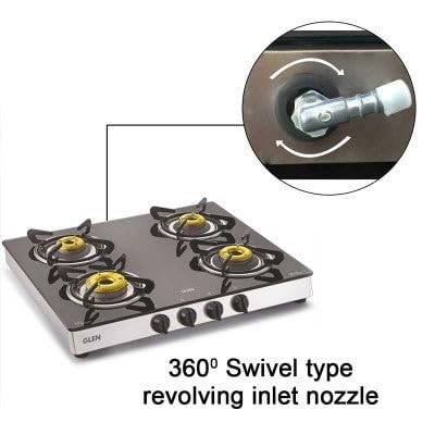Glen 1042 4 Burner Forged Brass Glass Top Gas Stove