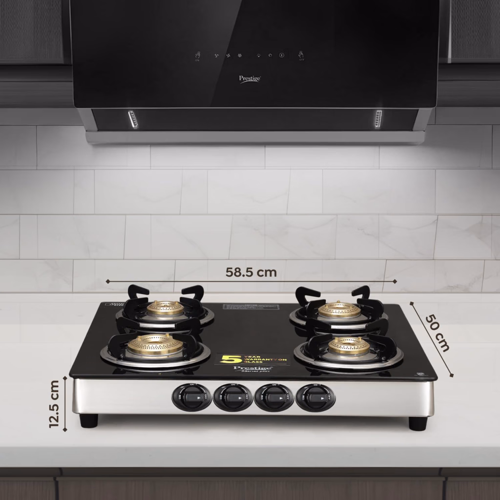Prestige Marvel Plus GTM 04 4 Burner Glass Top Gas Stove