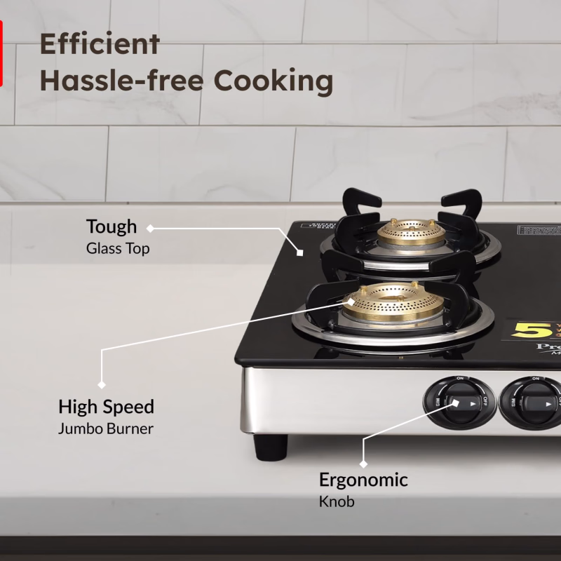 Prestige Marvel Plus GTM 04 4 Burner Glass Top Gas Stove