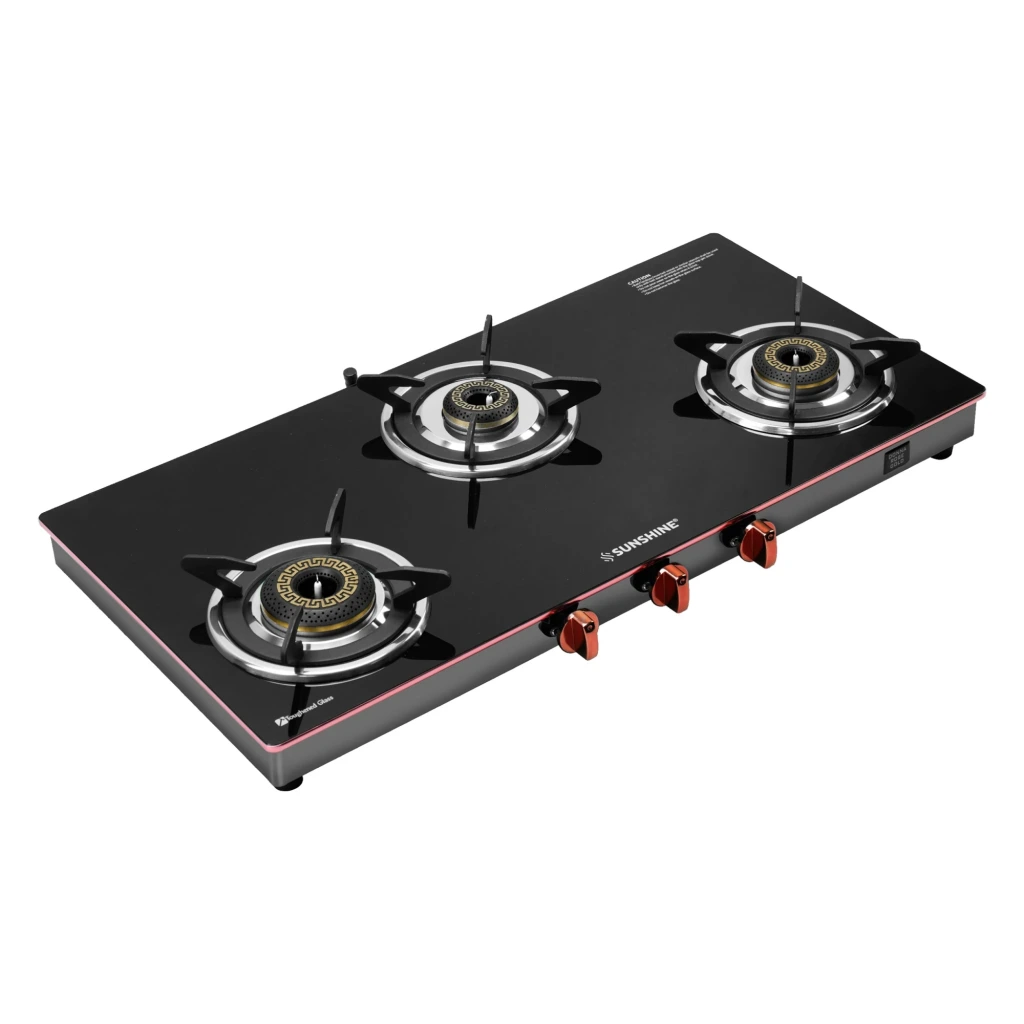 Sunshine Donna Rose Gold 3 Burner Auto-Ignition Gas Stove