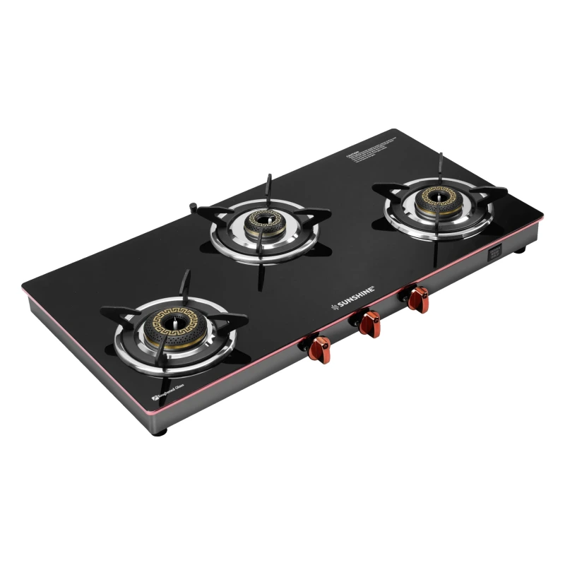 Sunshine Donna Rose Gold 3 Burner Auto-Ignition Gas Stove