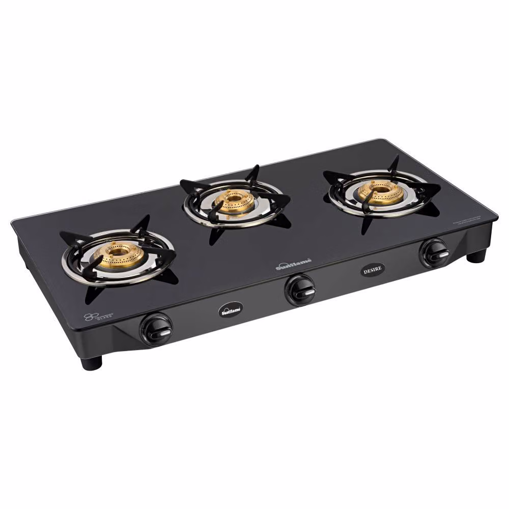 Sunflame Desire GT 3 Burner Glass Top Gas Stove