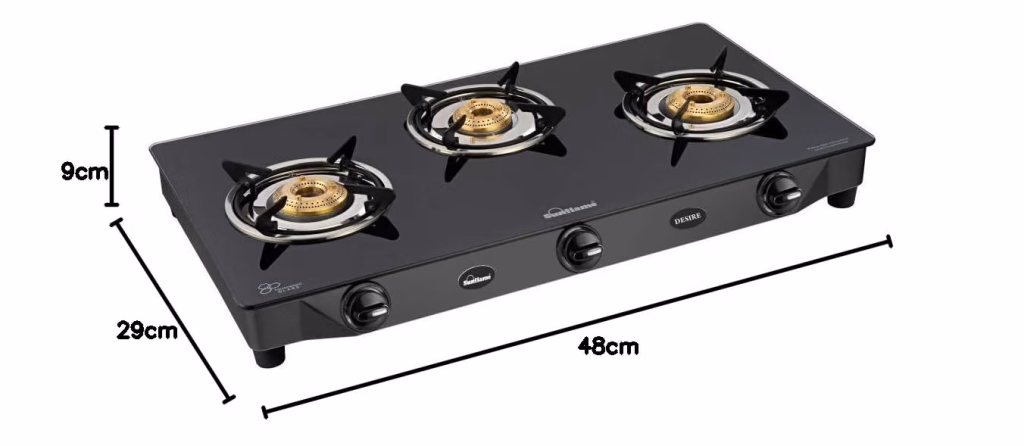 Sunflame Desire GT 3 Burner Glass Top Gas Stove