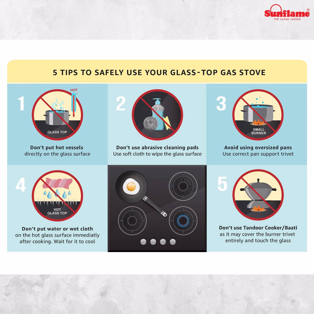 Sunflame Desire GT 3 Burner Glass Top Gas Stove