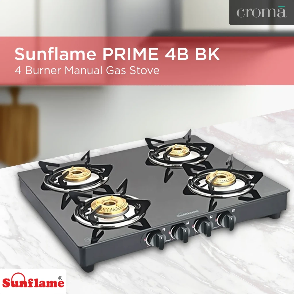 Sunflame Prime 4 Burner Stainless Steel Gas Stove