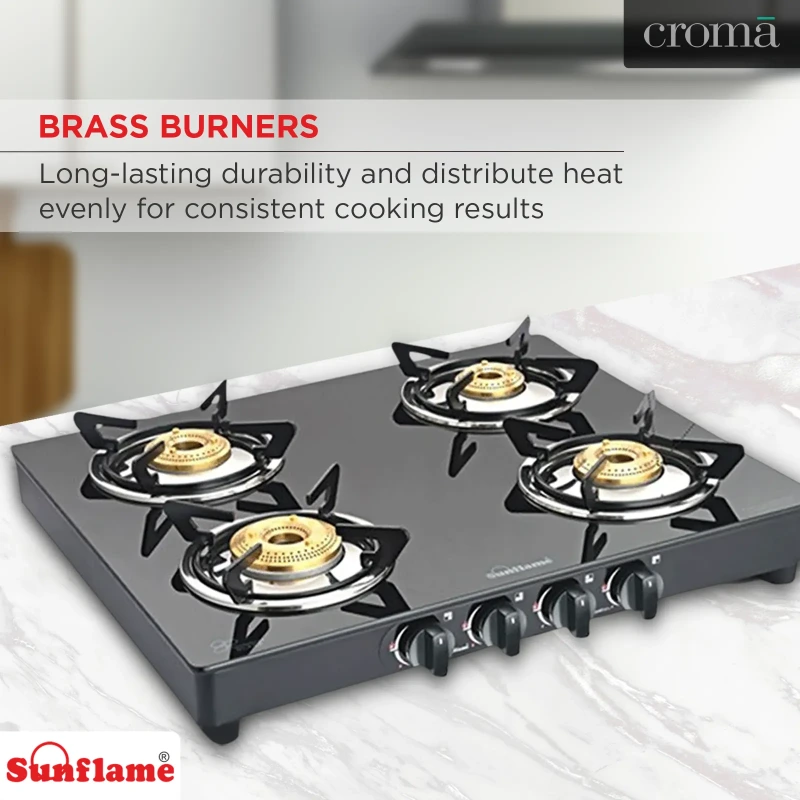 Sunflame Prime 4 Burner Stainless Steel Gas Stove