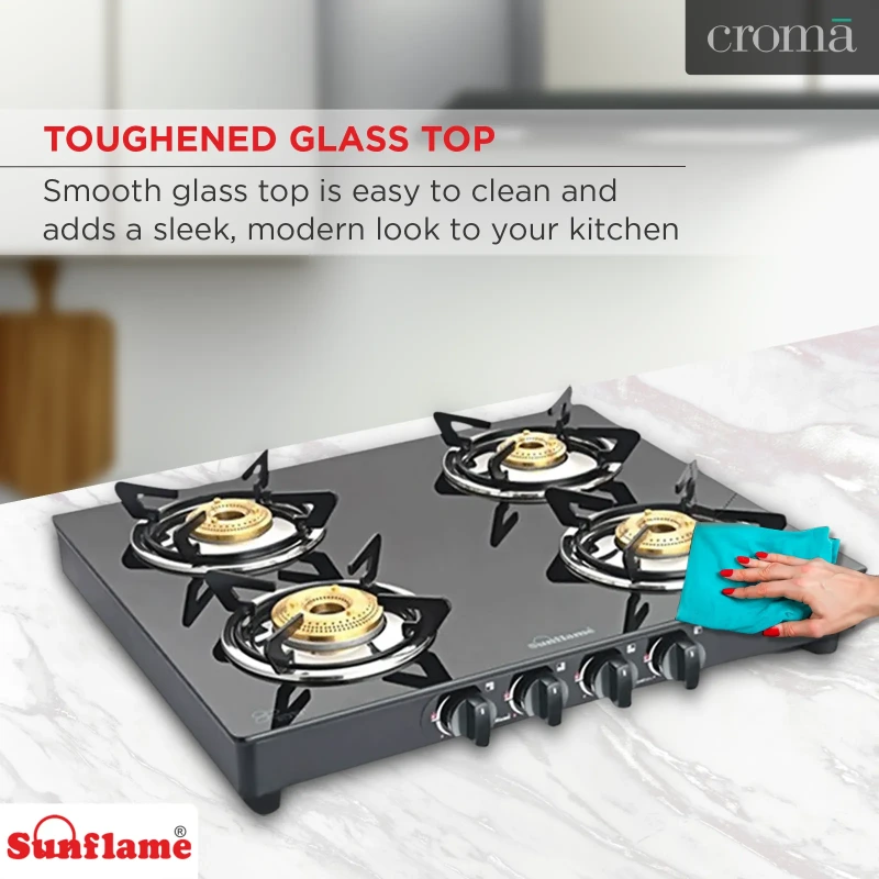 Sunflame Prime 4 Burner Stainless Steel Gas Stove