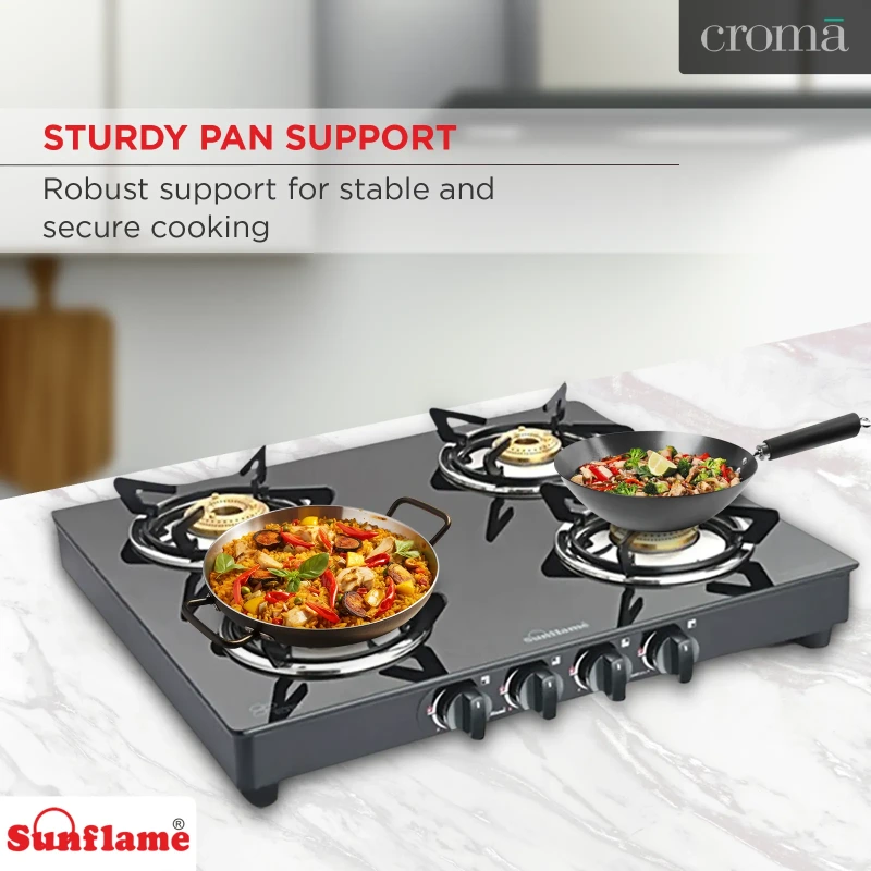 Sunflame Prime 4 Burner Stainless Steel Gas Stove