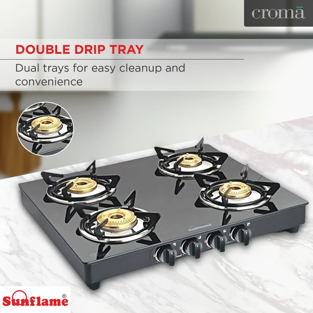 Sunflame Prime 4 Burner Stainless Steel Gas Stove