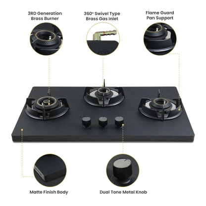 Sunshine Carnival Plus Matte 3 Burner Auto-Ignition Hob