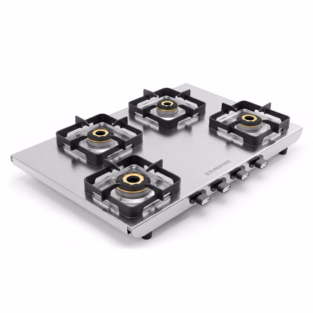 Sunshine Curvv Premium 4 Burner Matte Stainless Steel Gas Stove