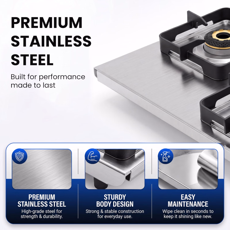 Sunshine Curvv Premium 4 Burner Matte Stainless Steel Gas Stove
