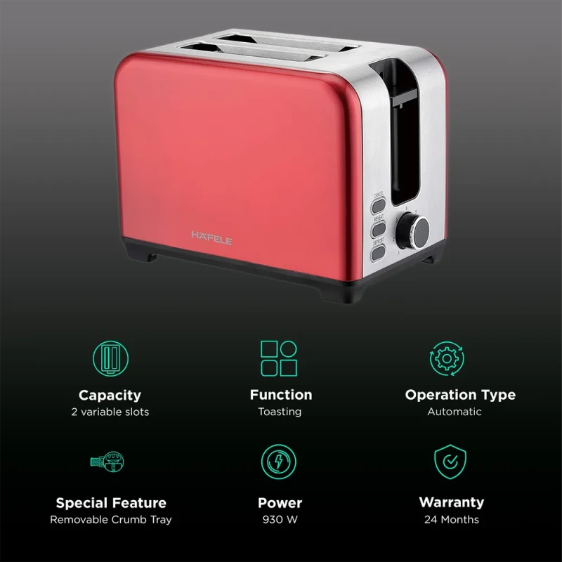 Hafele Amber 2 Slice Pop-Up Toaster 930W