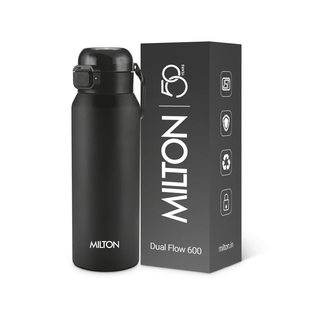 Milton Dual Flow Thermosteel Bottle 595 ml Black