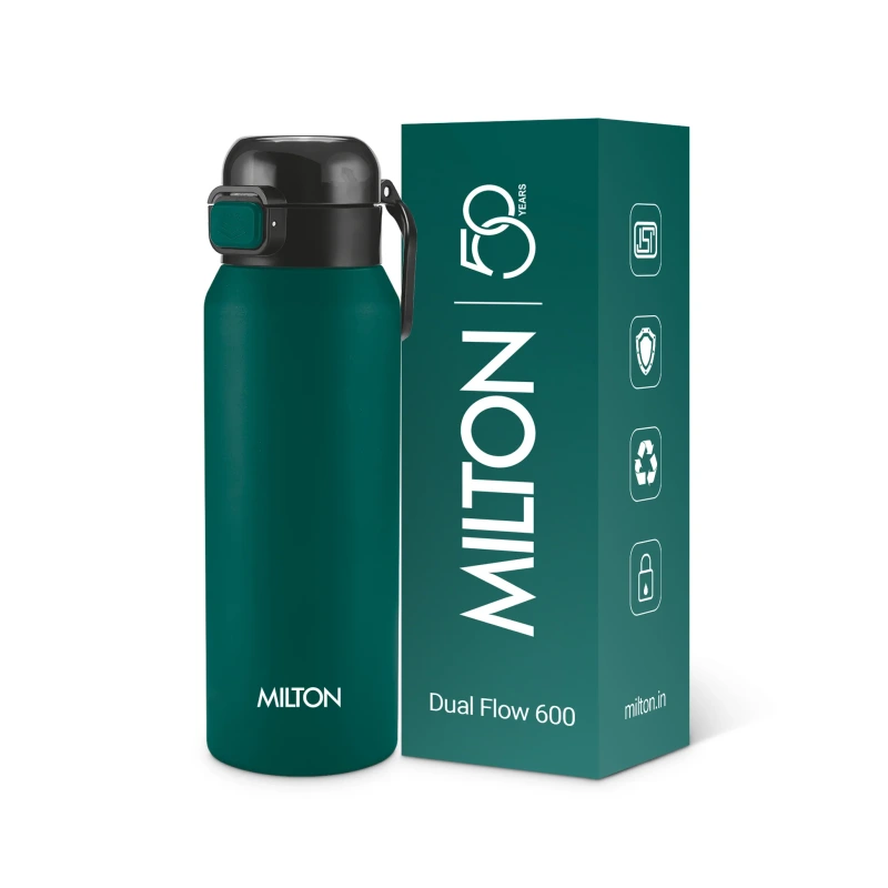 Milton Dual Flow Thermosteel Bottle 595 ml Dark Green