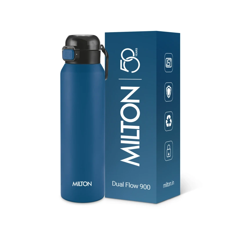 Milton Dual Flow Thermosteel Bottle 900 ml Dark Blue