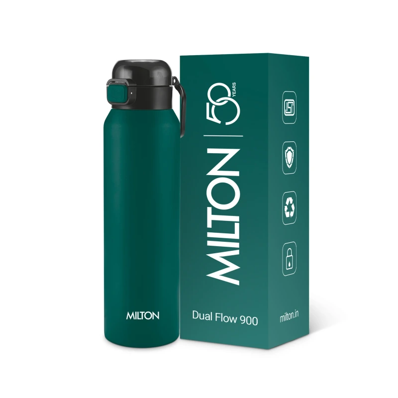 Milton Dual Flow Thermosteel Bottle 900 ml Dark Green